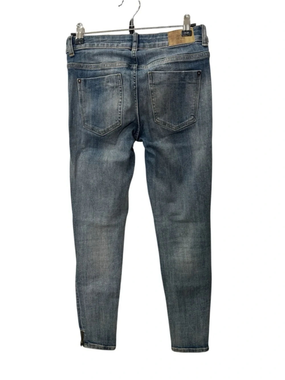 Zara Ripped Skinny Jeans - Light Blue Wash zipped ankle womens size 2